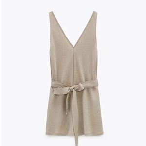 Zara Flowy Jumpsuit Romper with belt size Large